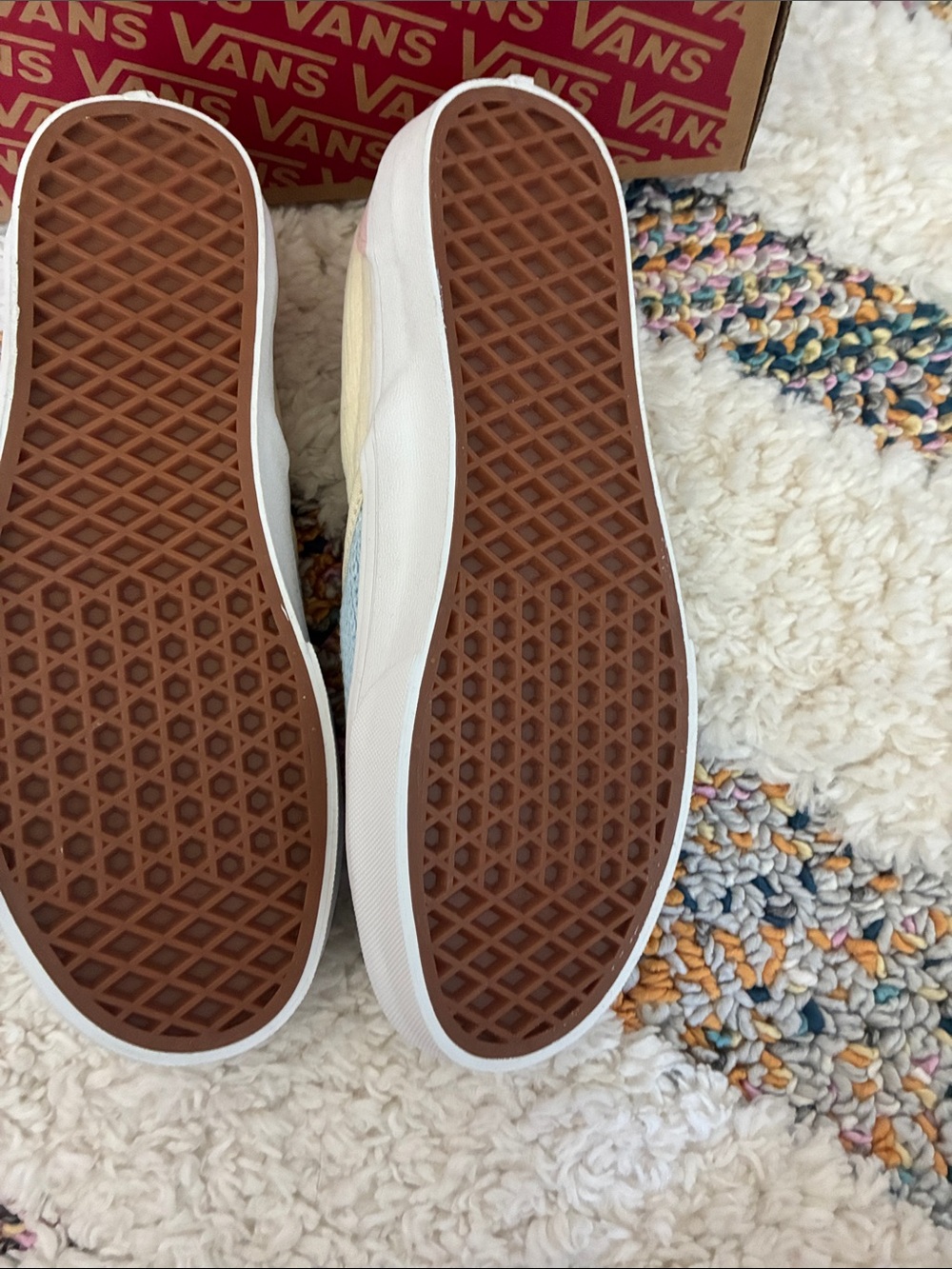 Vans NWT Light Blue Slip-On Sneakers with Pink Floral Accents - Picture 4 of 6